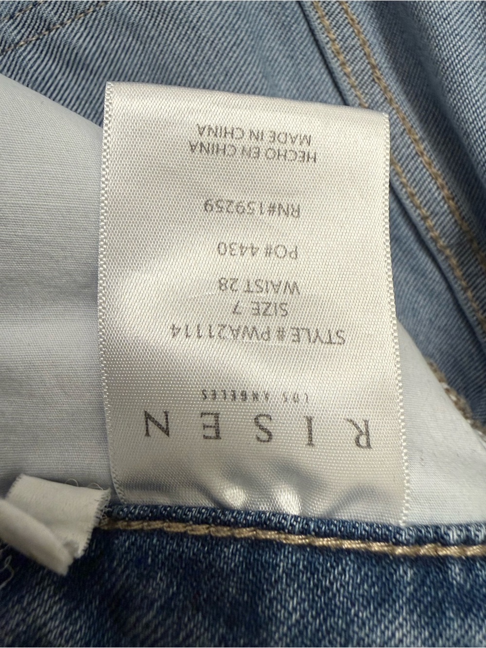 Risen Wide Leg Frayed Hem Jeans in Light Blue - Picture 11 of 12